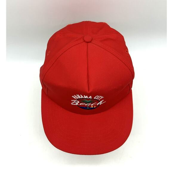 Vintage Panama City Beach Hat Snapback Cap Red Cotton Blend Beach Scene - Picture 6 of 11